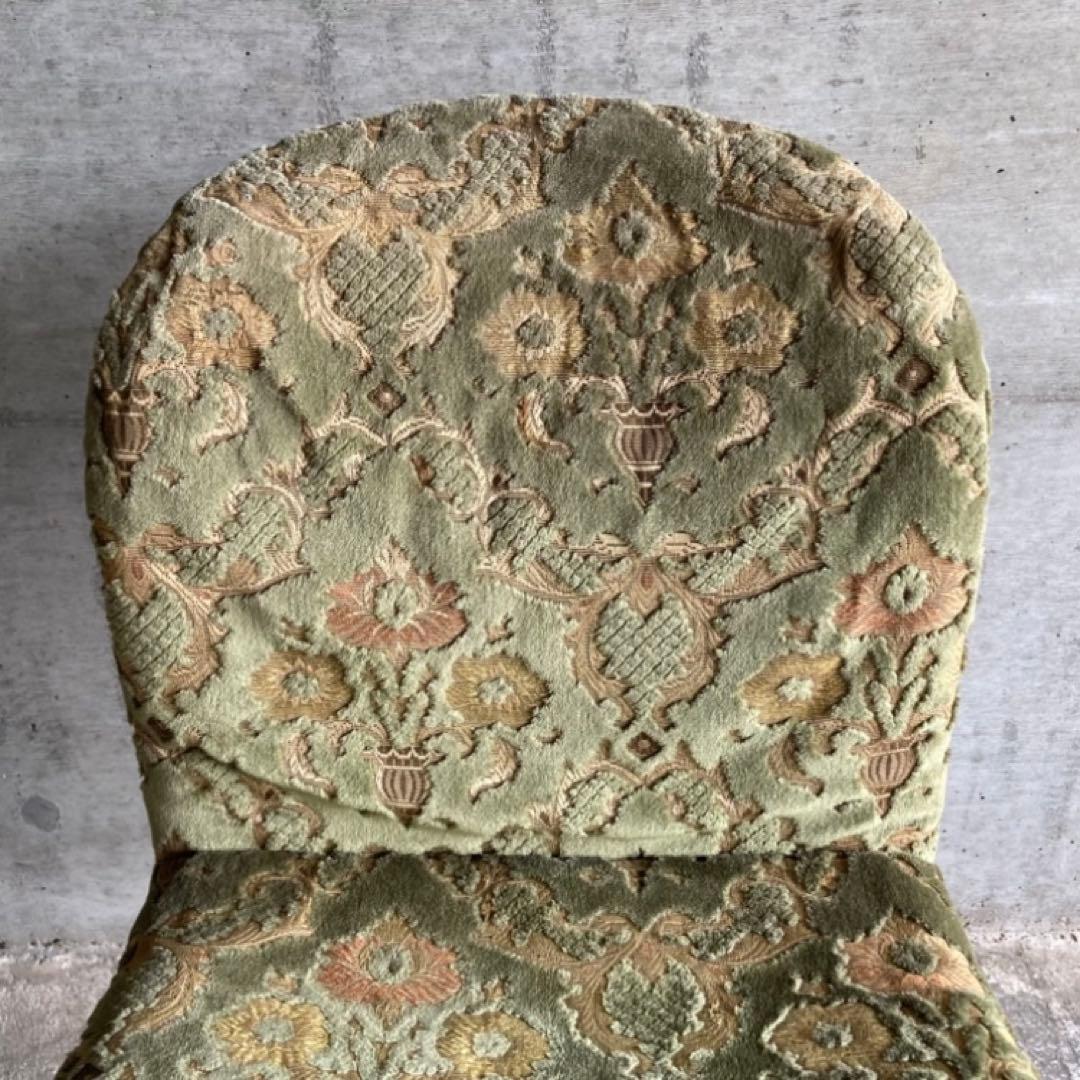 カンチレバー チェア 椅子 2脚 ビロード ジャガード 金華山 昭和 レトロ