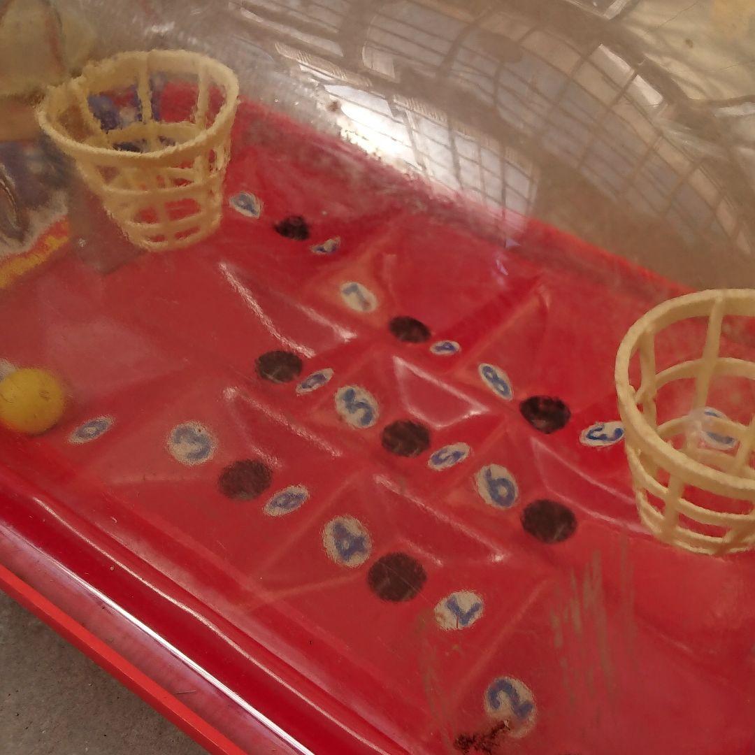 昭和40年代物 ブリキ部分あり卓上バスケットボールゲーム 赤