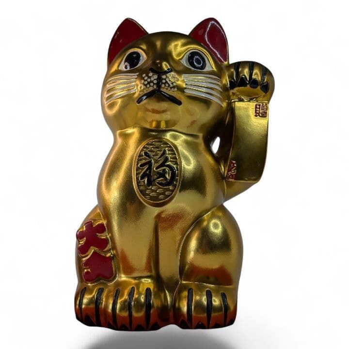 【 当時物 】招き猫／大入／福／金運上昇 ／縁起物／ゴールド／38cm特大