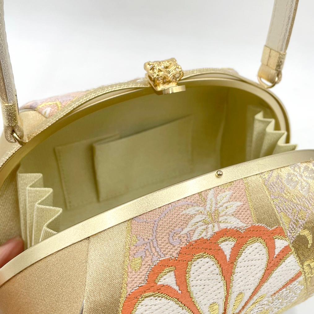 豪華三昧　振袖バッグ 草履　セット　高級西陣帯地　総柄 ゴールド