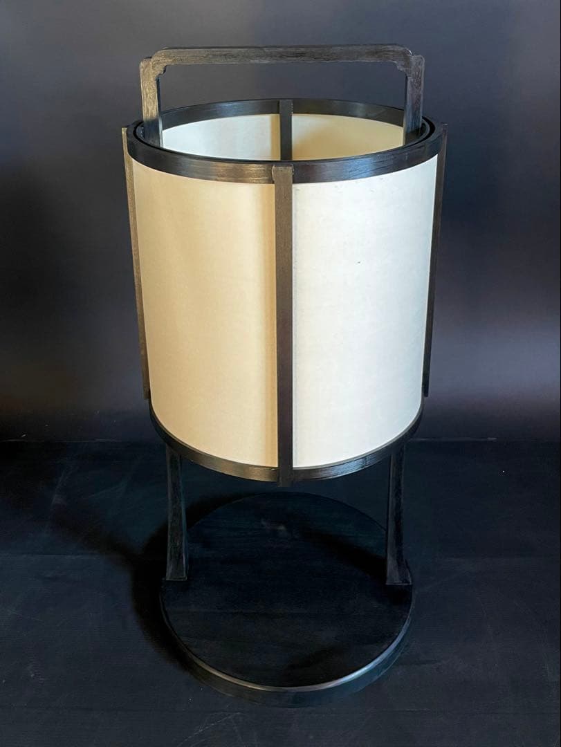 【未使用 保管品】「母」 丸型 行灯 丸行灯 木製 紙箱 アンティーク調 (あ)