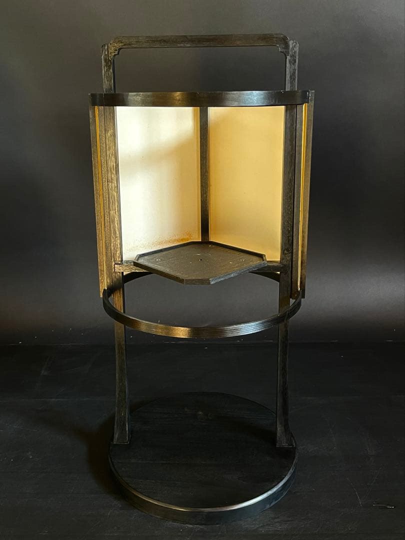 【未使用 保管品】「母」 丸型 行灯 丸行灯 木製 紙箱 アンティーク調 (あ)