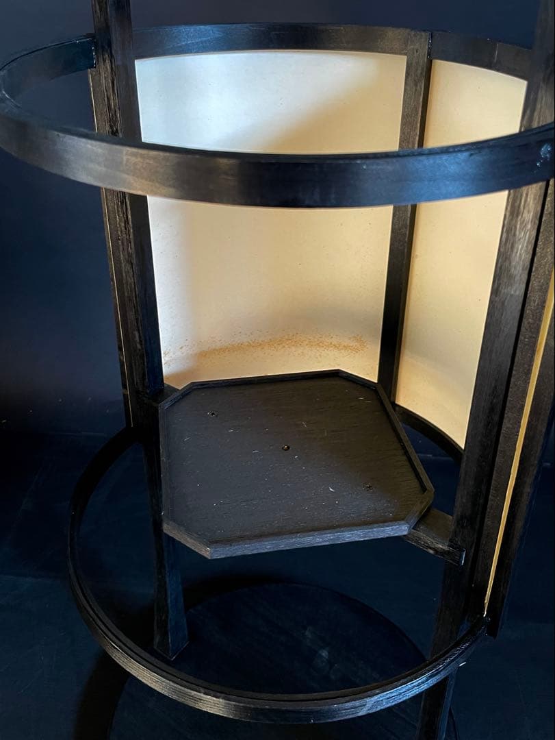 【未使用 保管品】「母」 丸型 行灯 丸行灯 木製 紙箱 アンティーク調 (あ)