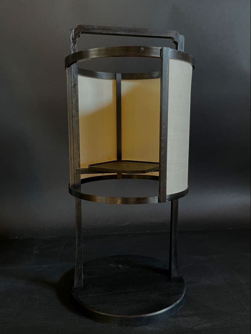 【未使用 保管品】「母」 丸型 行灯 丸行灯 木製 紙箱 アンティーク調 (あ)