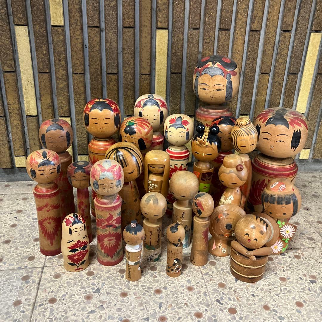 D壁 伝統こけし 創作こけし まとめ売り 24体セット 郷土玩具 工芸品 大量