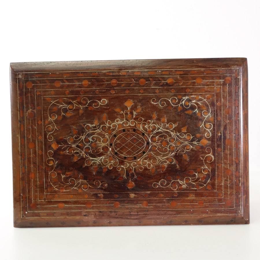 アジアンアンティーク 象嵌 チーク材 サイドテーブル 花台 飾り台