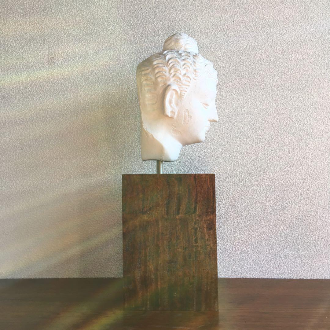 インテリア置物　石膏レプリカ　仏頭部 パキスタン　カラチ国立博物館蔵品レプリカ