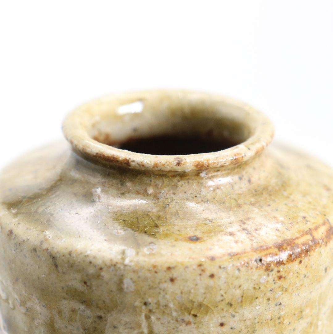 時代 古信楽焼 肩衝 茶入 花唐草文仕覆 茶道具 共箱　V916