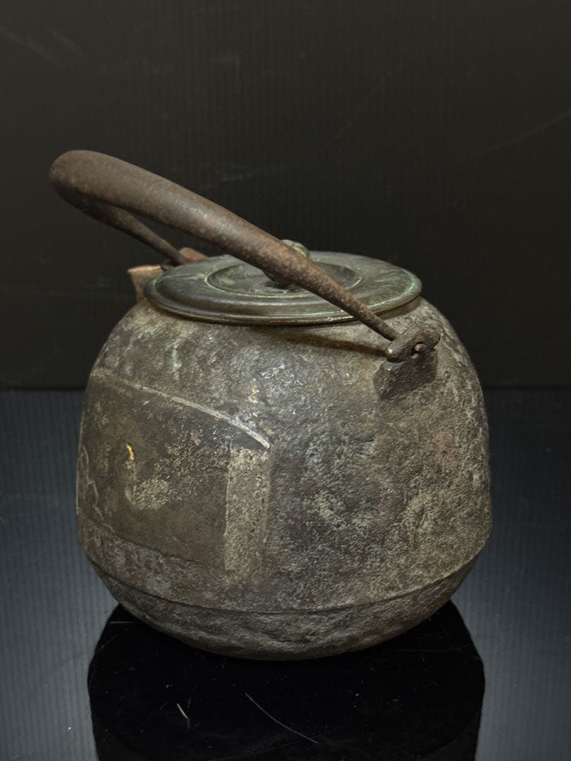 龍文堂 造 金銀象嵌 富士華鳥図 鉄瓶 茶道具