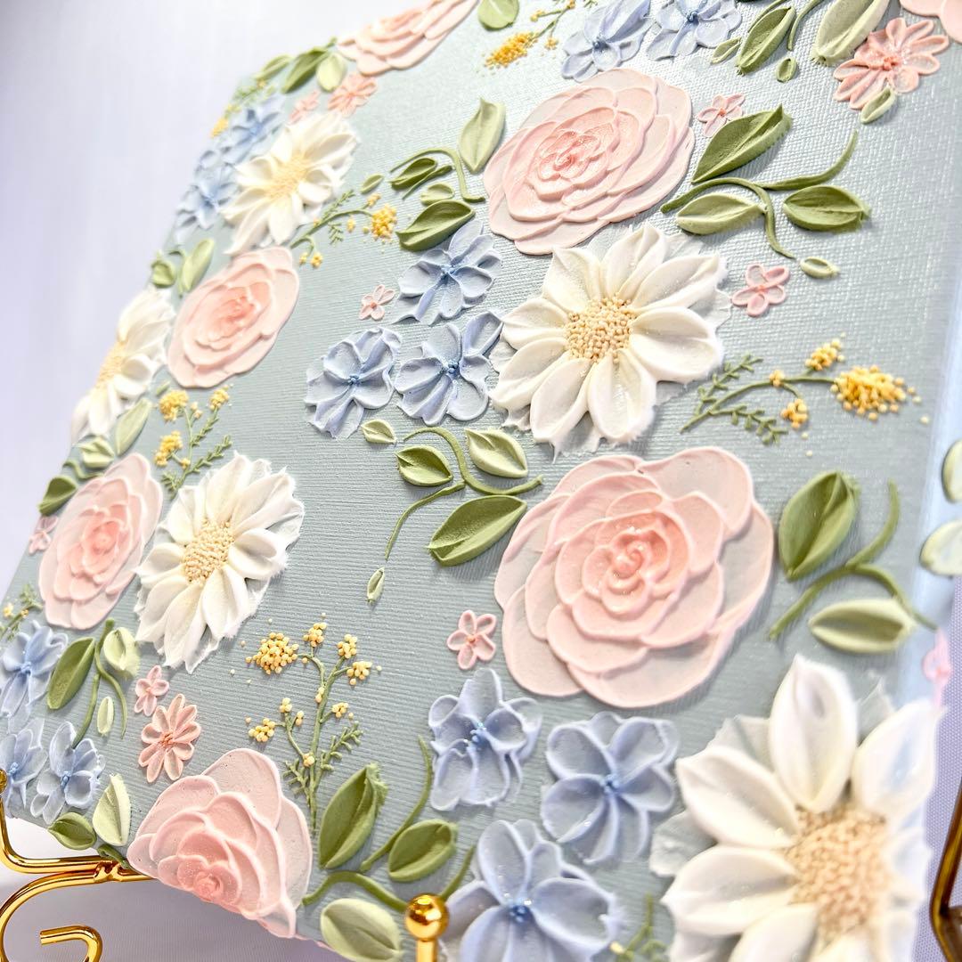 テクスチャーアート　絵画　インテリアアート　立体　花　絵　ボタニカルアート　現代