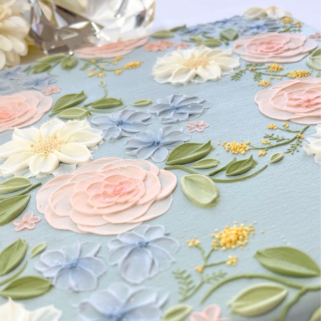 テクスチャーアート　絵画　インテリアアート　立体　花　絵　ボタニカルアート　現代