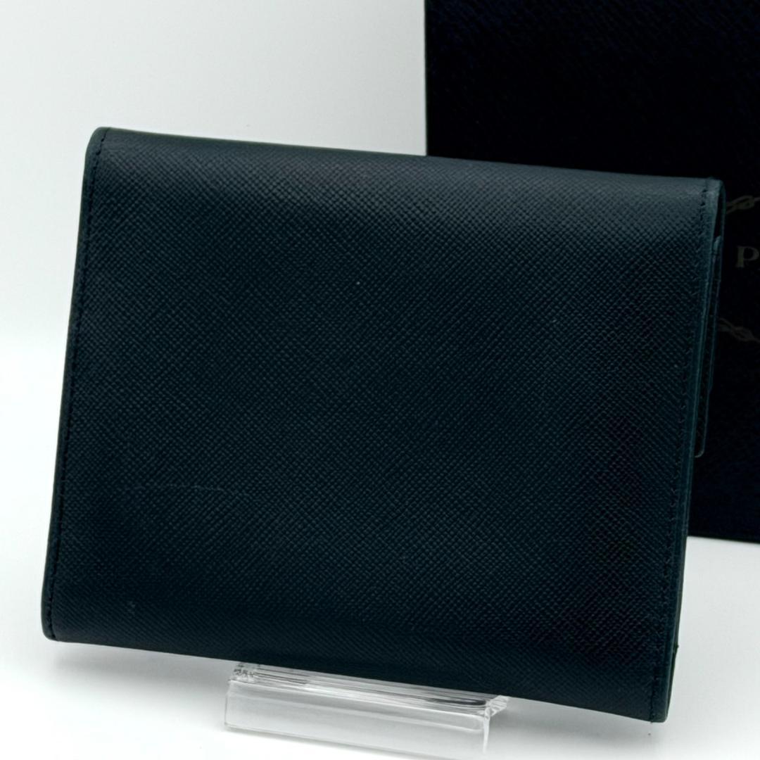 PRADA プラダ　サフィアーノ　三角ロゴ　三つ折り財布 レザー　ブラック