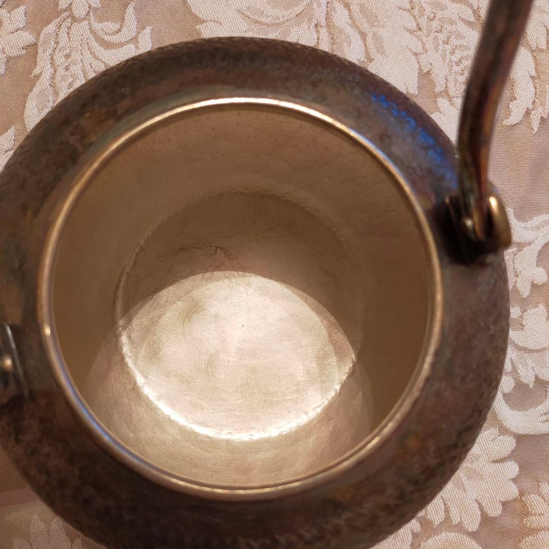 秀峯堂造　茶道具　銀いぶし仕上げ　急須　471g