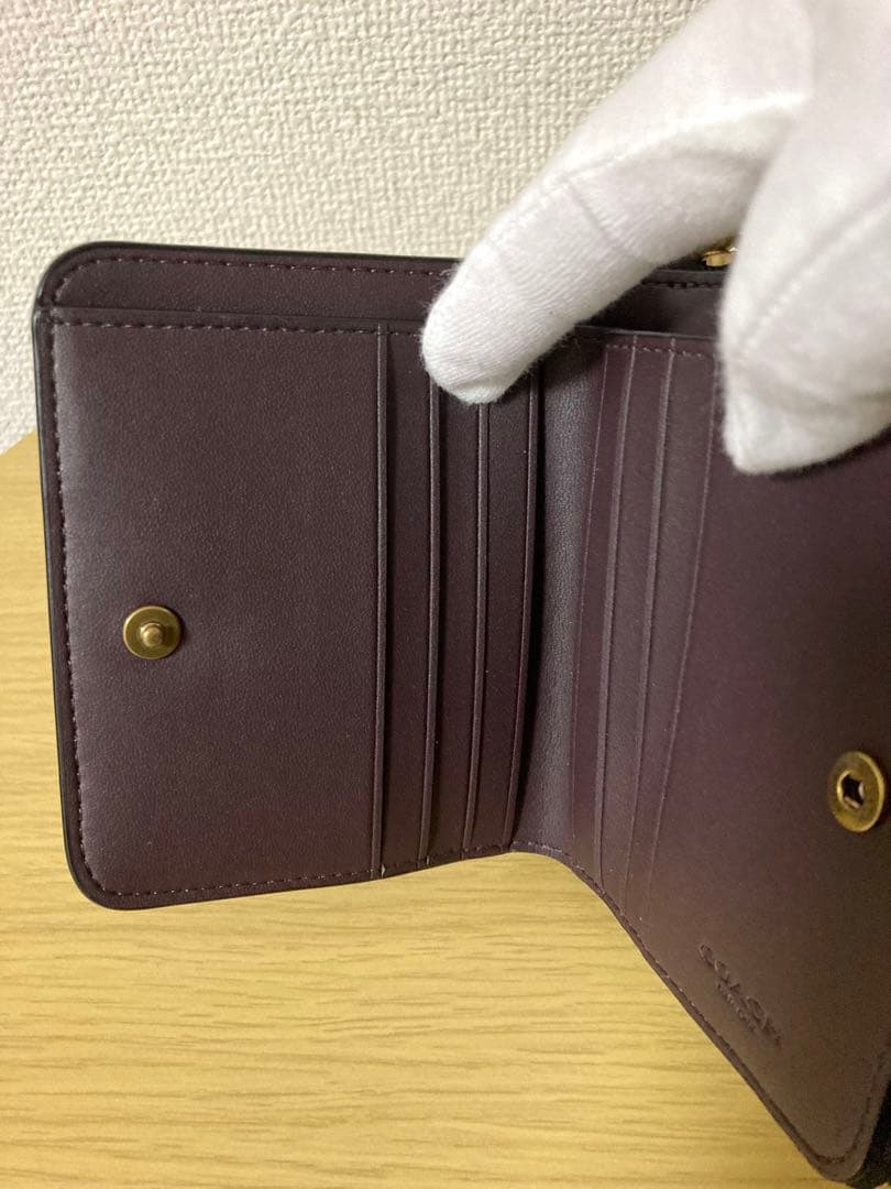 【極美品】COACH ビルフォールドウォレット　　二つ折り財布　ブラック　レザー
