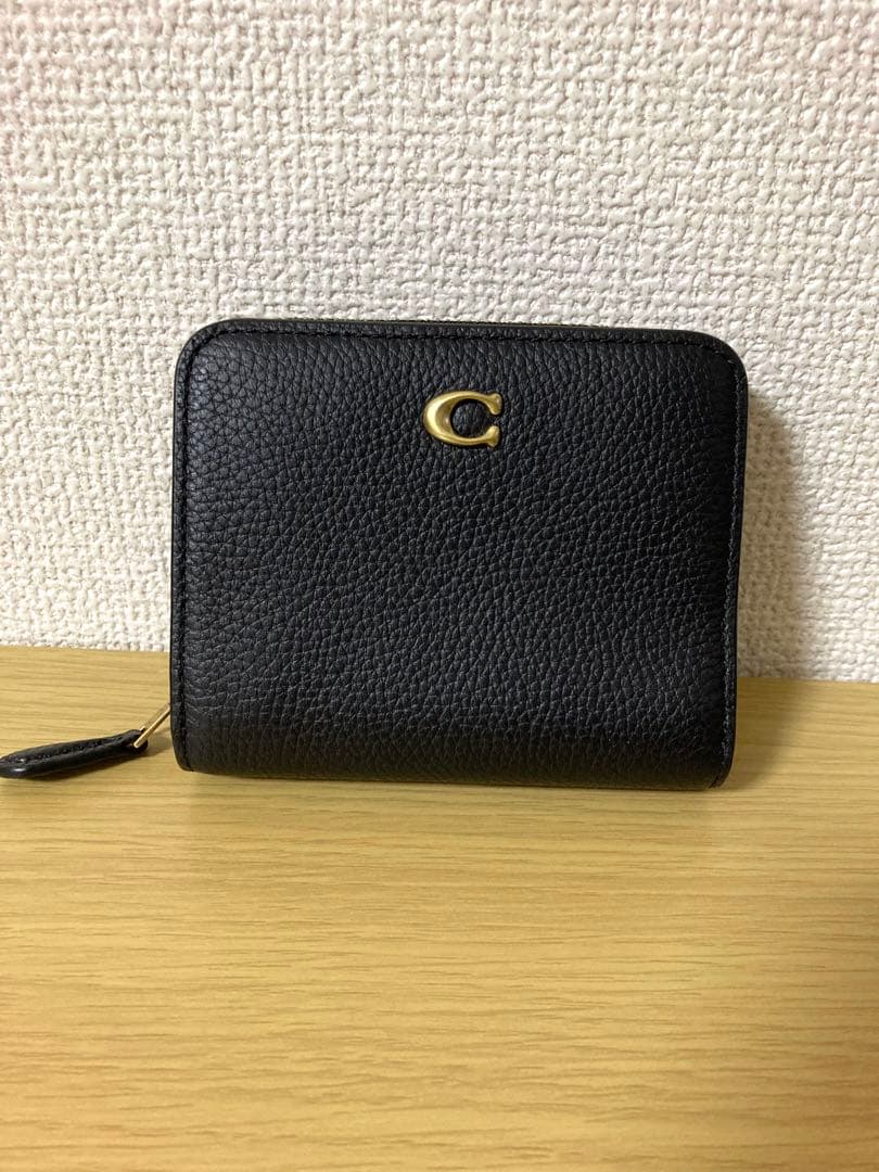 【極美品】COACH ビルフォールドウォレット　　二つ折り財布　ブラック　レザー