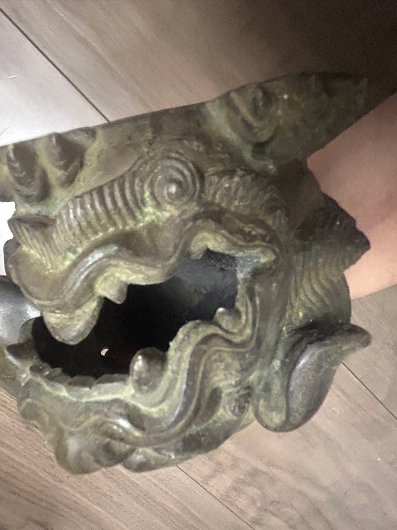 古董，古銅製，金工，獅子香炉，重1900克
