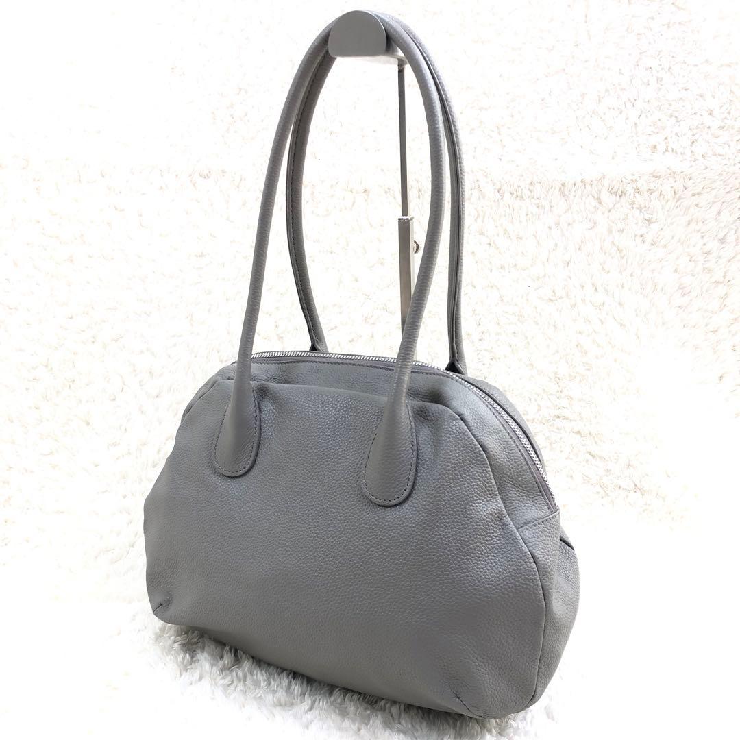 BEARDSLEY レザー ラウンドミディボストン バッグ トープ