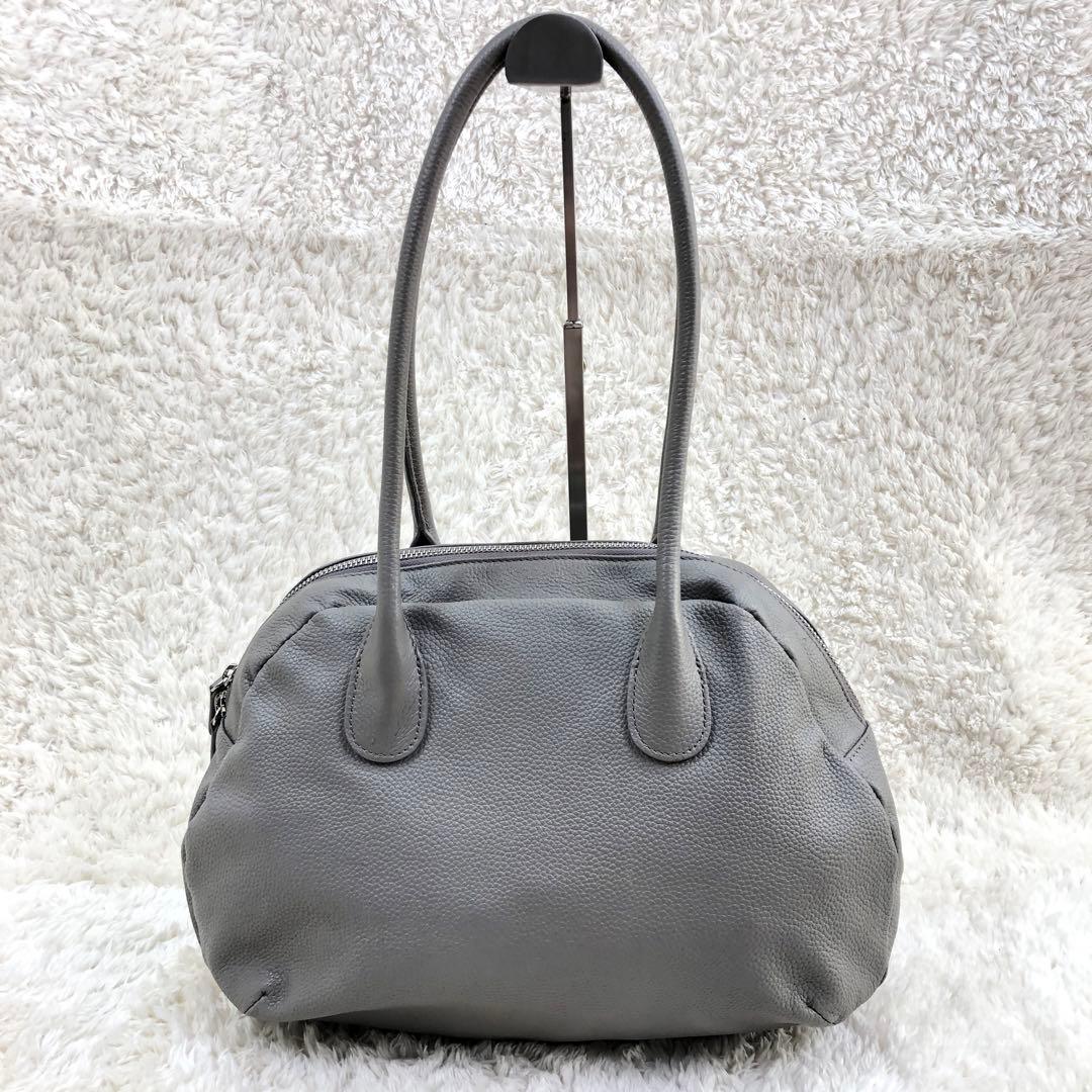 BEARDSLEY レザー ラウンドミディボストン バッグ トープ