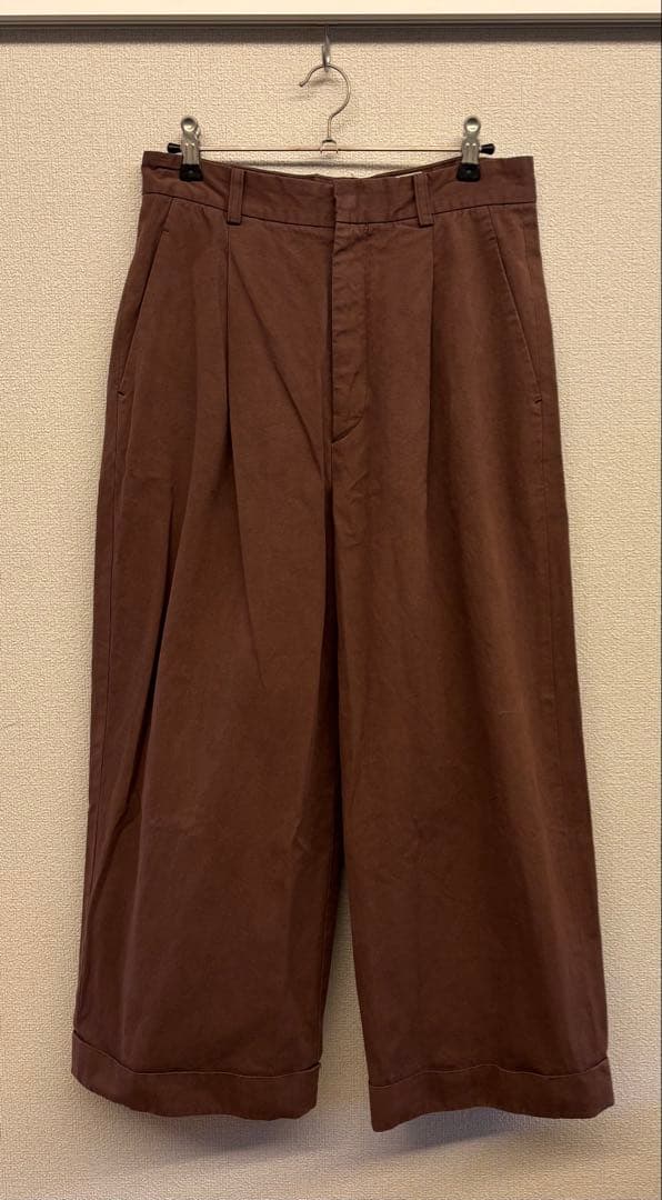 ＜6(ROKU)＞コットン チノ ワイド パンツ　ブラウン　34