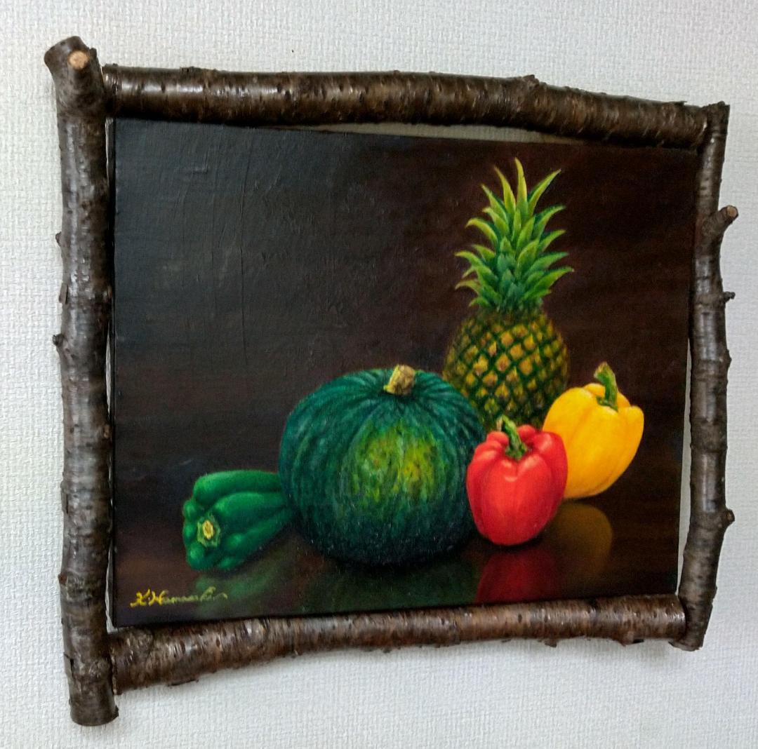 油彩画「恵み」絵画 油絵 植物画Ｆ６