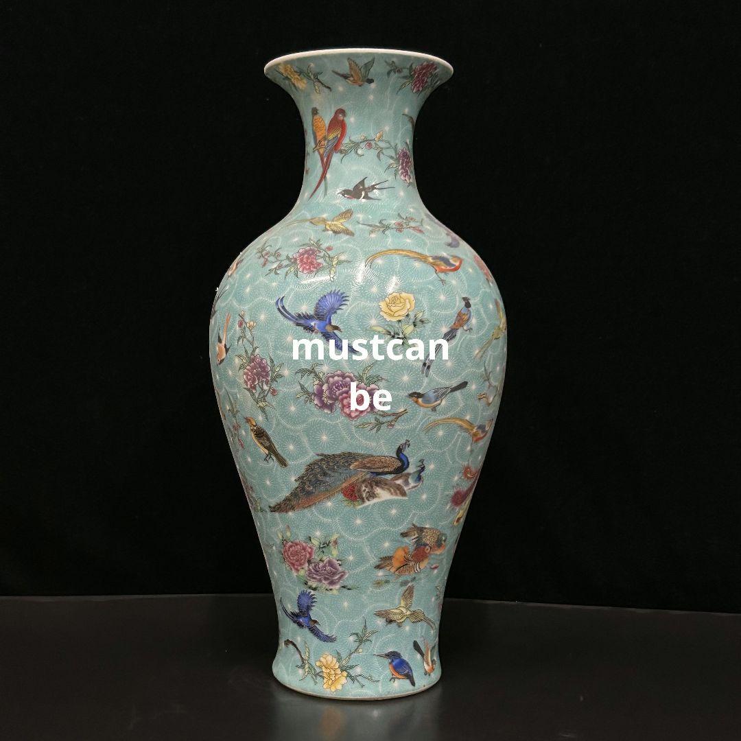 大清百鳥朝鳳大花瓶 賞瓶 景徳鎮 陶磁器 装飾品 現代工芸品 美術品 置物