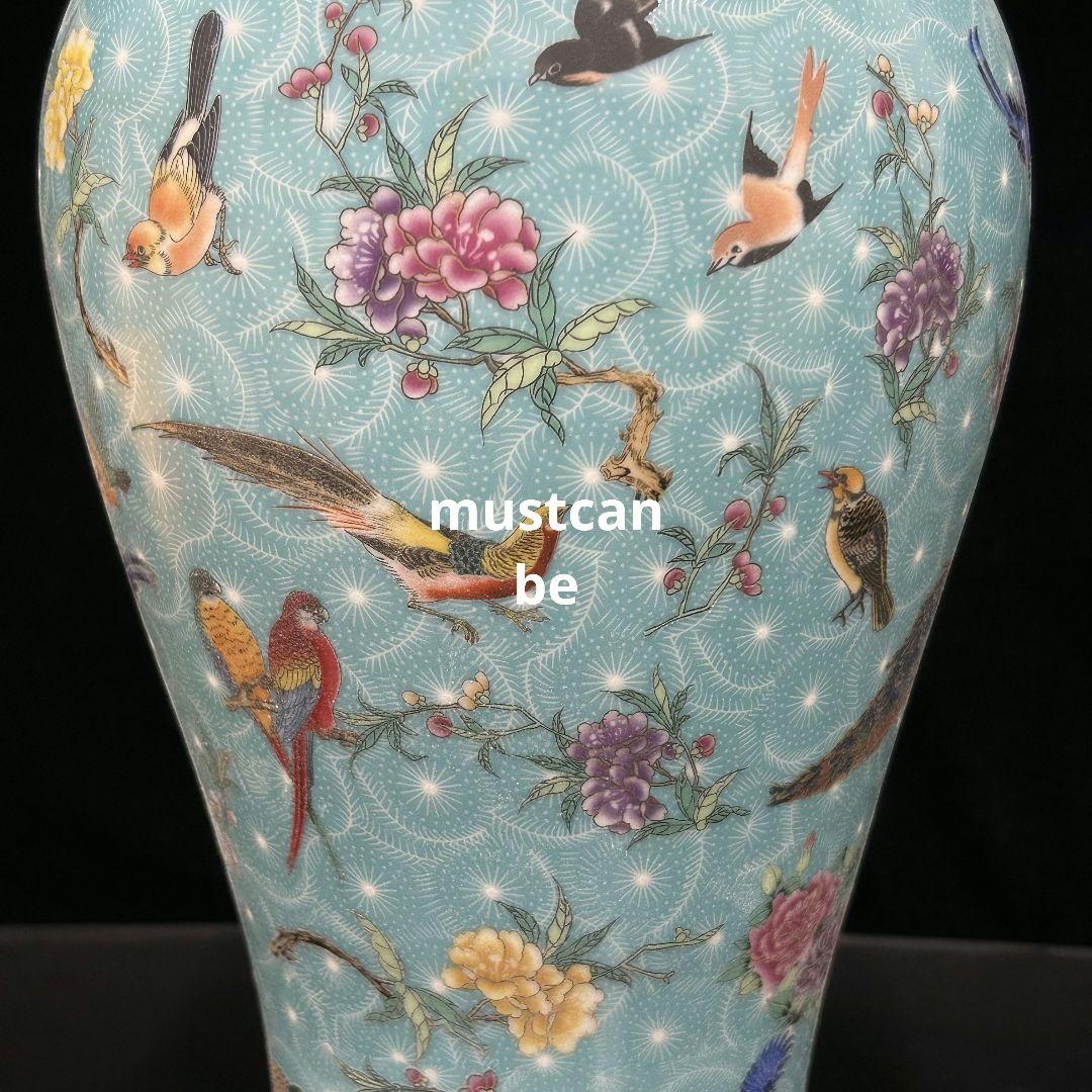 大清百鳥朝鳳大花瓶 賞瓶 景徳鎮 陶磁器 装飾品 現代工芸品 美術品 置物