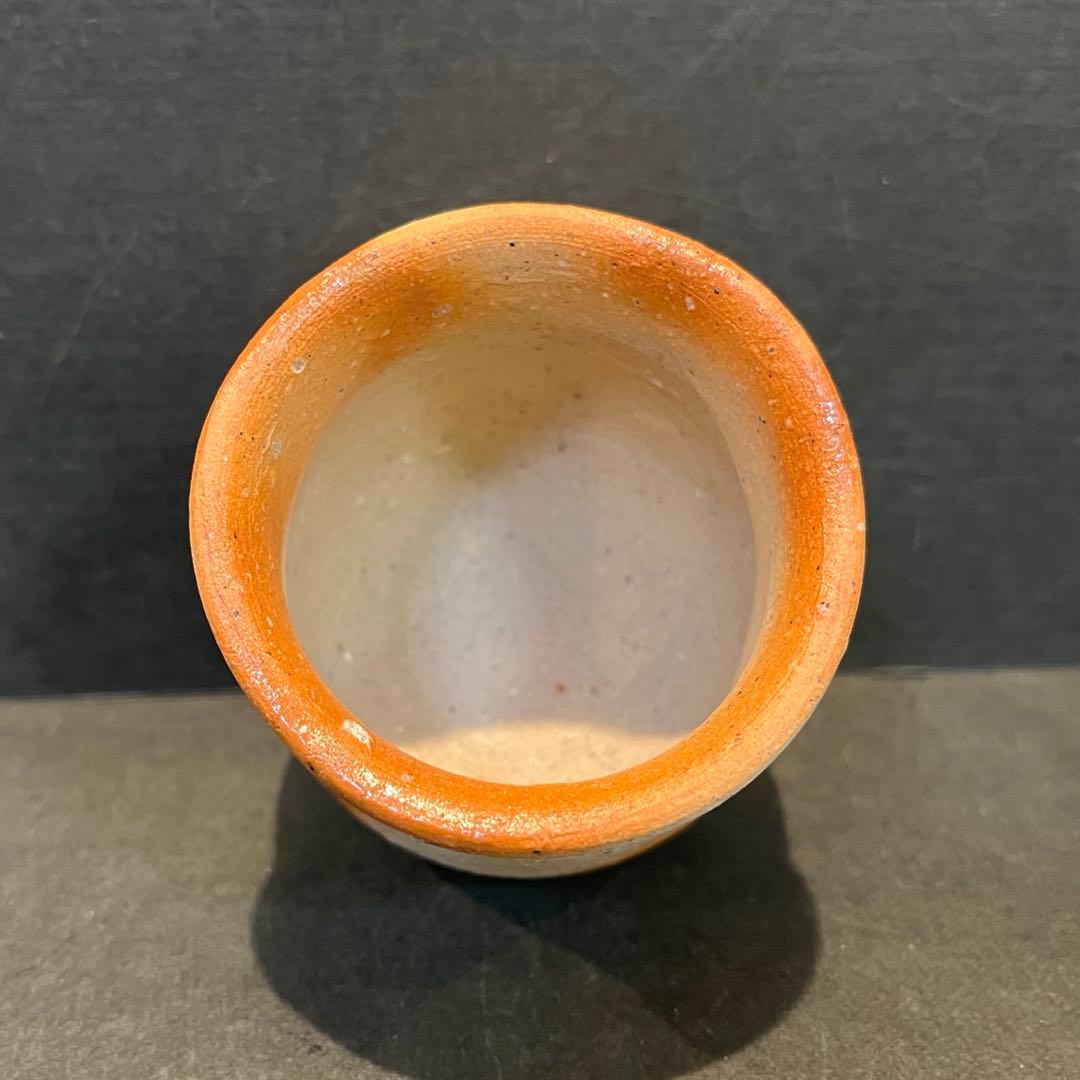 新品　人間国宝　伊勢崎淳　酒呑／陶歴共布共箱あり　緋襷　ぐい呑　個展購入品