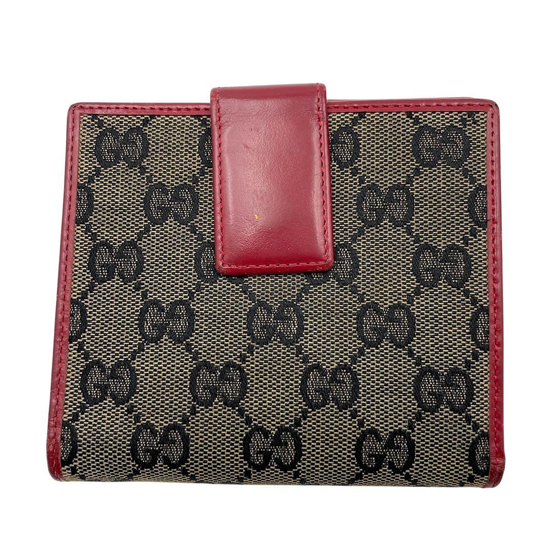 【鑑定済】美品・GUCCI グッチ　キャンバス　赤　ベージュ　GG総柄