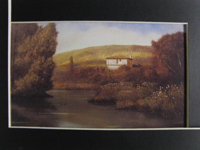 中司満夫　「水辺の家」、希少画集より、状態良好、新品高級額装付