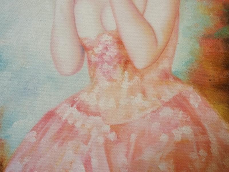 人物画　油絵　浜辺順　F6号　オフェーリア・冬　額付き　手描き　肉筆