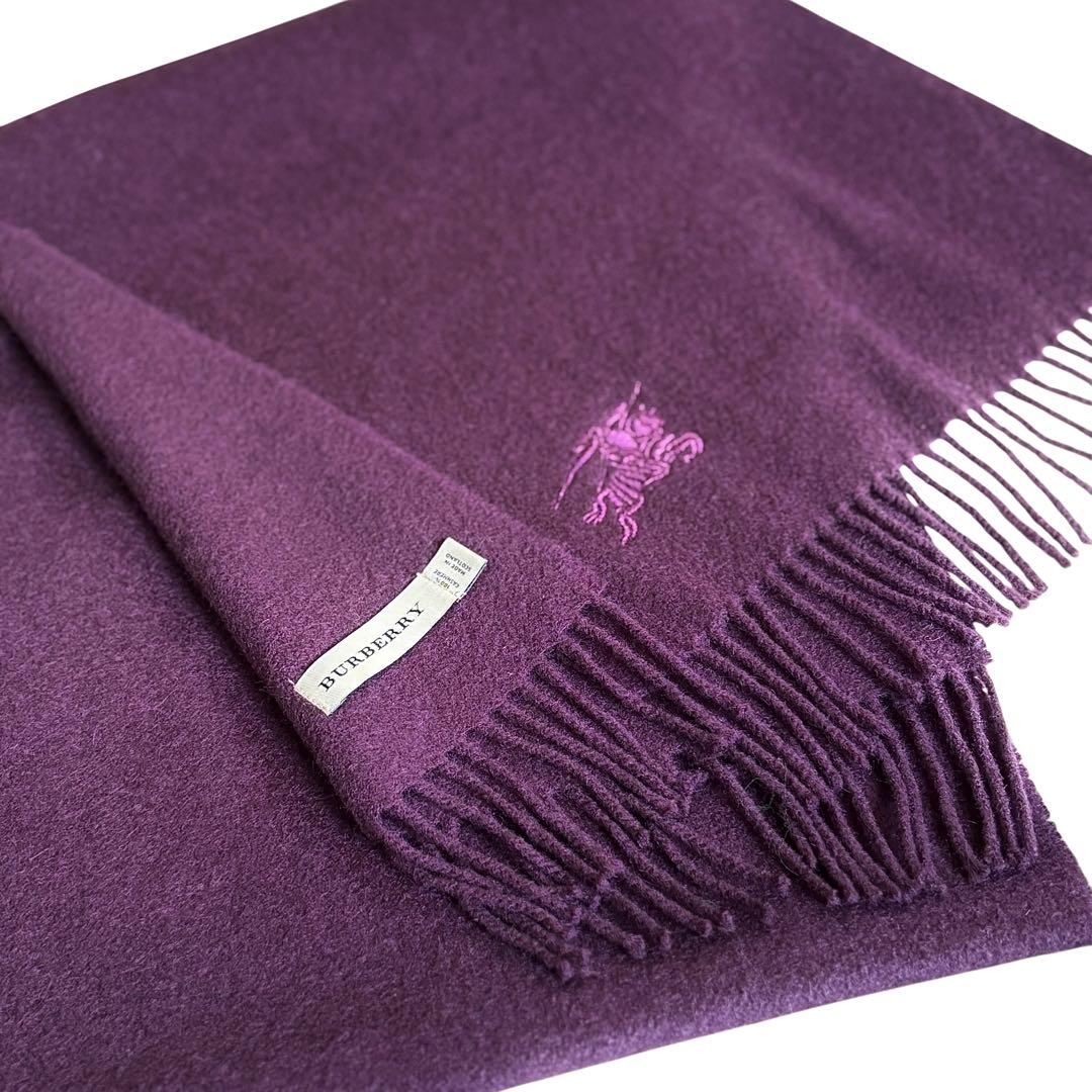 BURBERRY カシミヤ100% スコットランド製 マフラー ホースマーク刺繍
