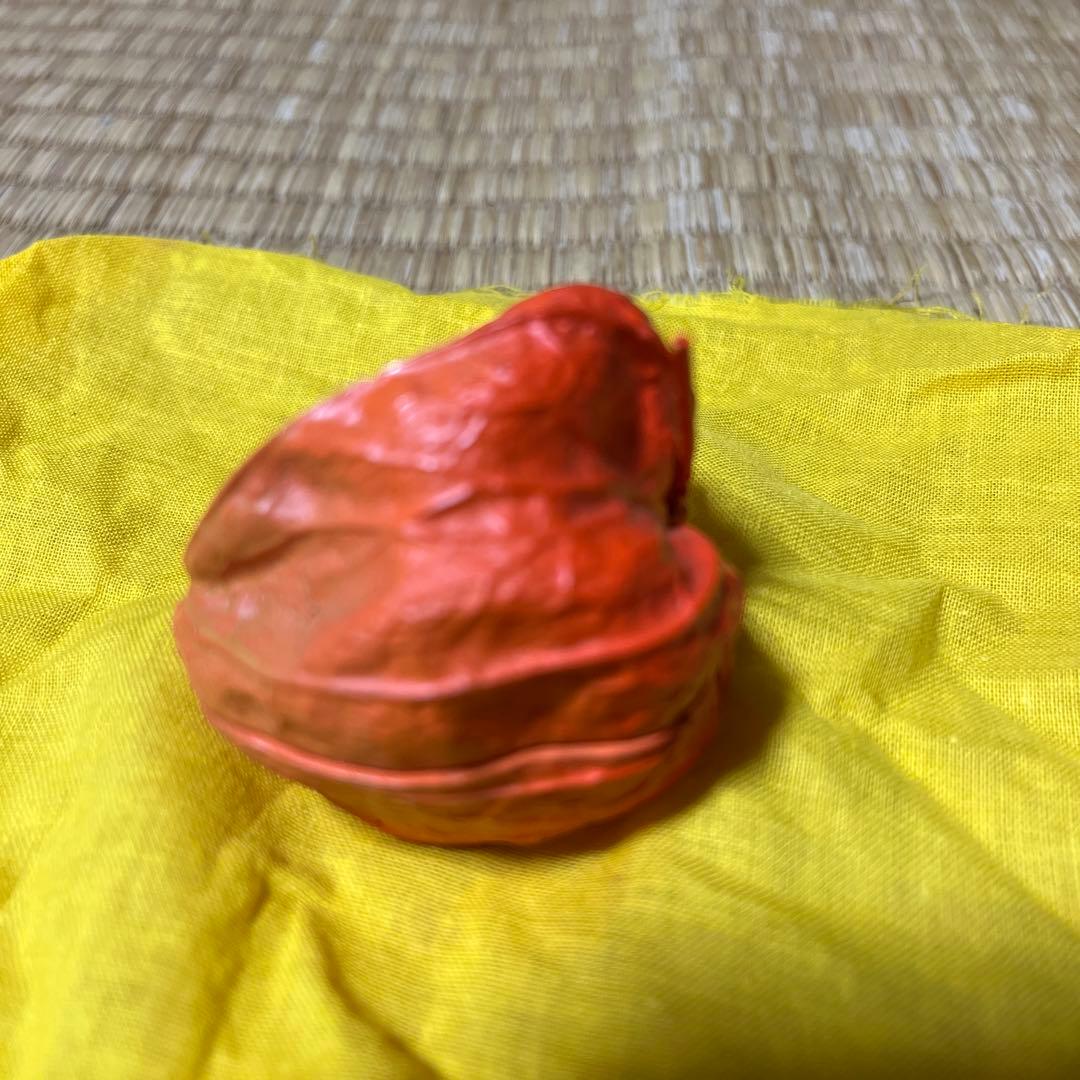 香合　乾漆　鬼灯　茶道具　木箱付　内側金　作者：畦地粒俵作（あぜち）