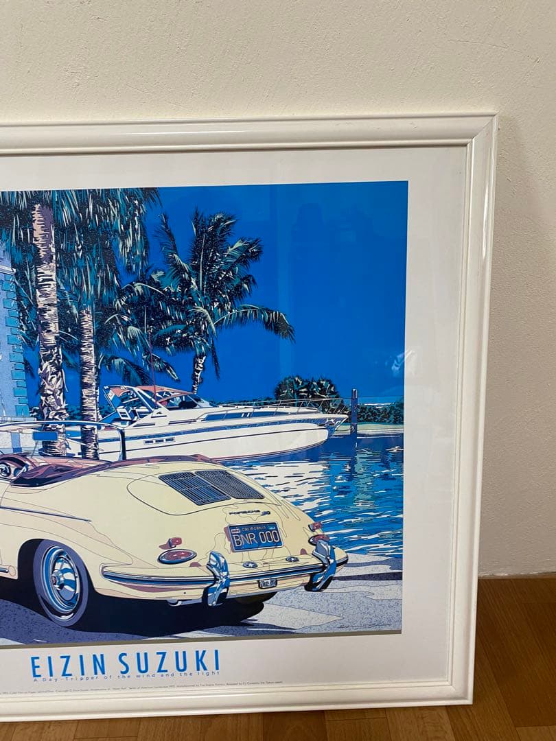 鈴木英人 現代アート 額装付き 絵画 壁掛け 絵 インテリア ポルシェ