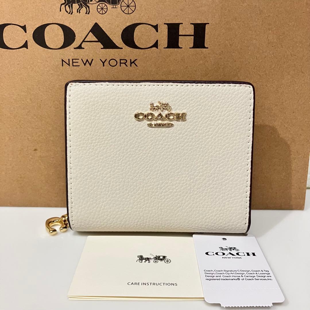 新品❤️COACH レザー スナップ ウォレット チョーク 白 二つ折り財布