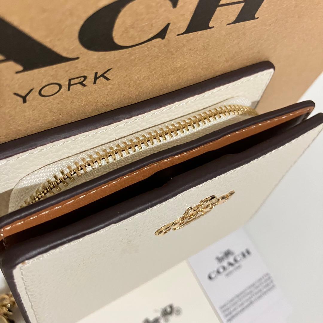 新品❤️COACH レザー スナップ ウォレット チョーク 白 二つ折り財布