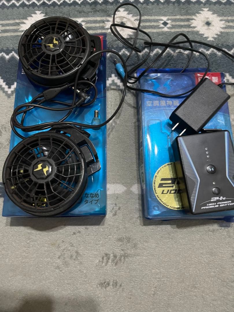 冷却ファン 2個セット 24V電源アダプター付き　空調服