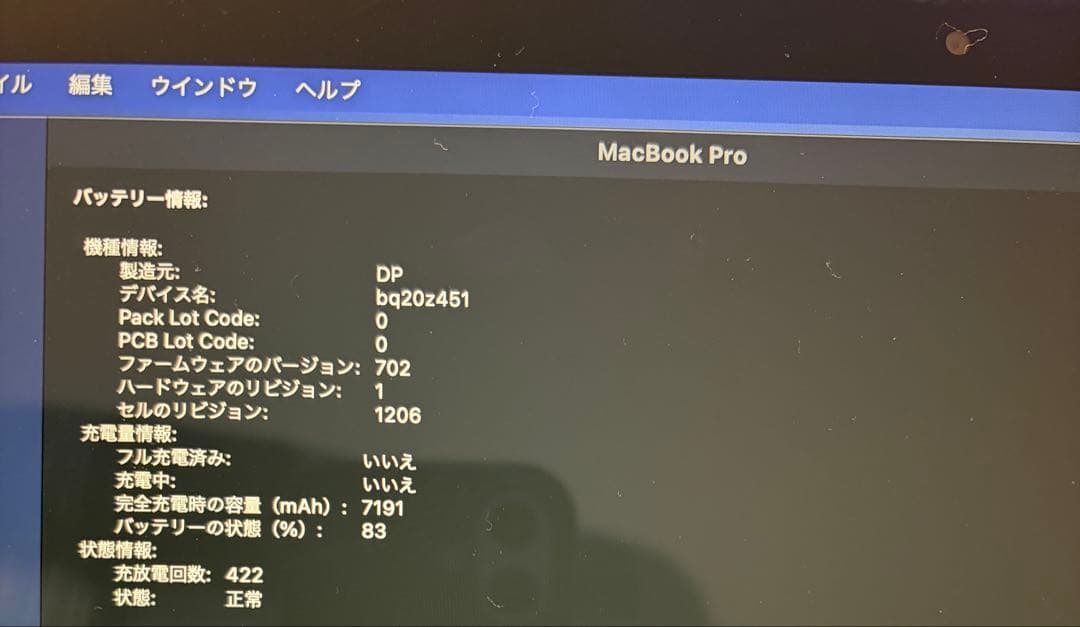 MacBookPro15インチ 2013Late (8GB SSD256GB)