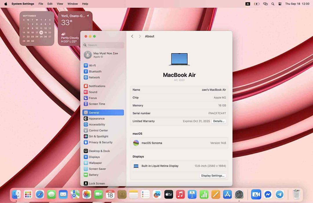 MacBook本体 MacBook Air M2 16GB