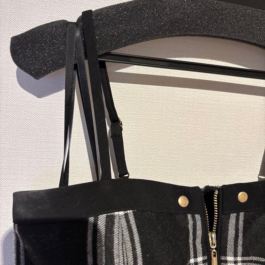 glossy チェック×レザーセットアップキャバドレス S