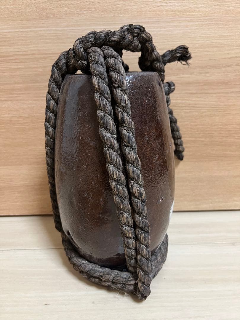 蛸壺 壷 花入 花器 花瓶 陶器 焼物 民藝 時代品 古道具 漁具 古美術 藁縄