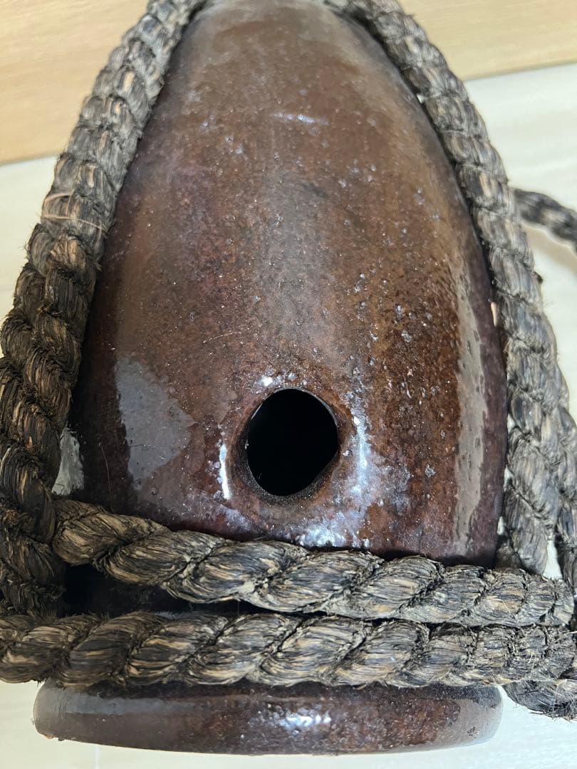 蛸壺 壷 花入 花器 花瓶 陶器 焼物 民藝 時代品 古道具 漁具 古美術 藁縄