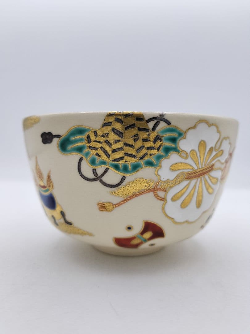 c442 茶碗 仁清写 宝尽 平安御室窯 木箱 茶道具 古物