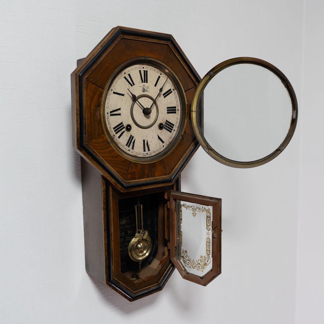 尾張時計　振り子時計　昭和レトロ　八角時計　オーバーホール済　動作品