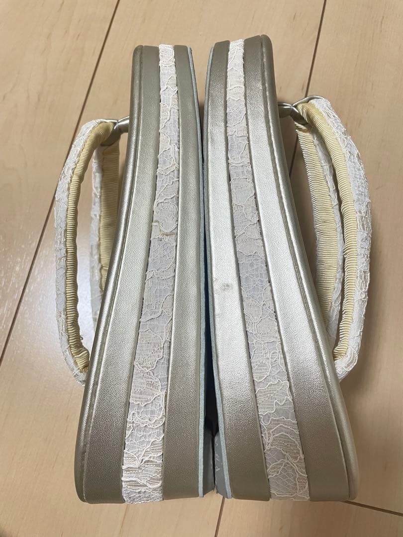 チョコ 和装 草履バッグセット レース 白 金 ゴールド ホワイト