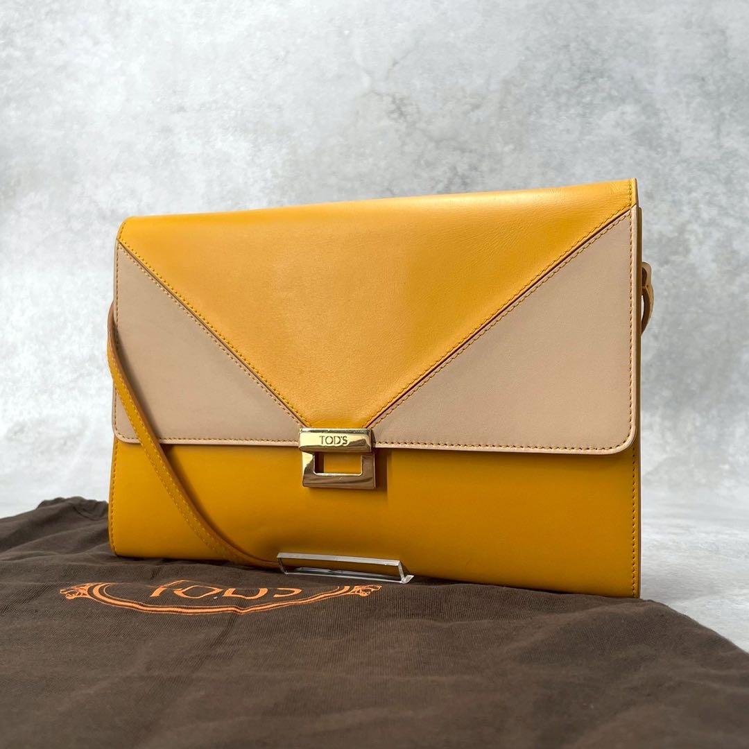 美品◯トッズ　ショルダーバッグ　2way バイカラー　ゴールド金具　レター型