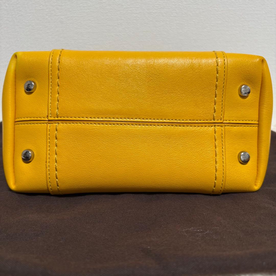 【美品】TOD'S トッズ ダブルTイエロー レザー ショルダーバッグ 2way