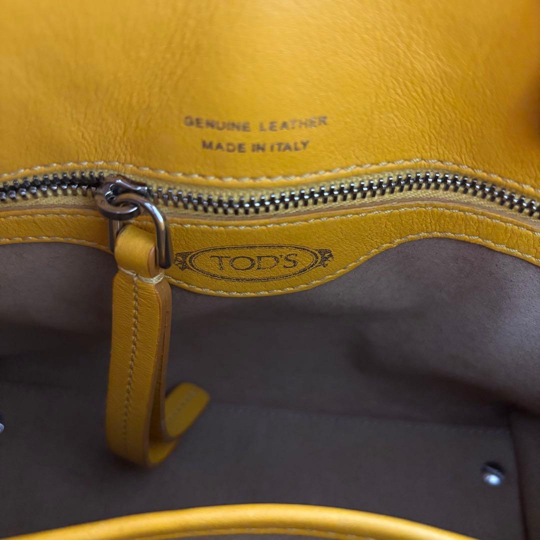 【美品】TOD'S トッズ ダブルTイエロー レザー ショルダーバッグ 2way