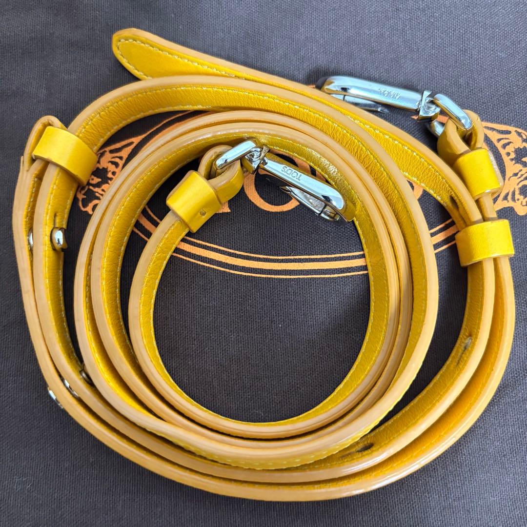 【美品】TOD'S トッズ ダブルTイエロー レザー ショルダーバッグ 2way