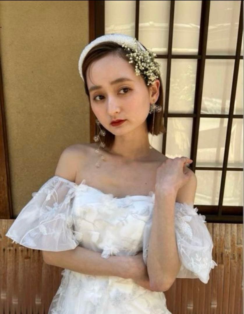 ドレスプロダクション　フラワーレース パフスリーブドレス（W272）