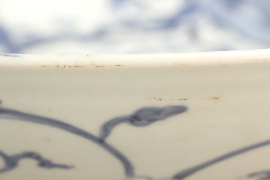 No5146 古伊万里　大明成化年製　染付花鳥文大皿　直径47cm 送料無料